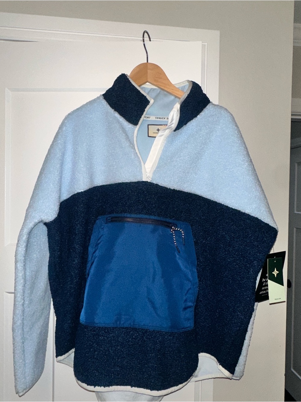 Tuckernuck Fleece Cady Quarter Zip NWT Women’s Blue Navy Sherpa Pullover XS/S